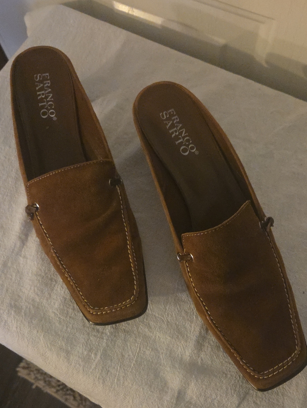 Franco Sarto Tan Suede Slip-On Loafers with Bit Detail Size 7 1/2